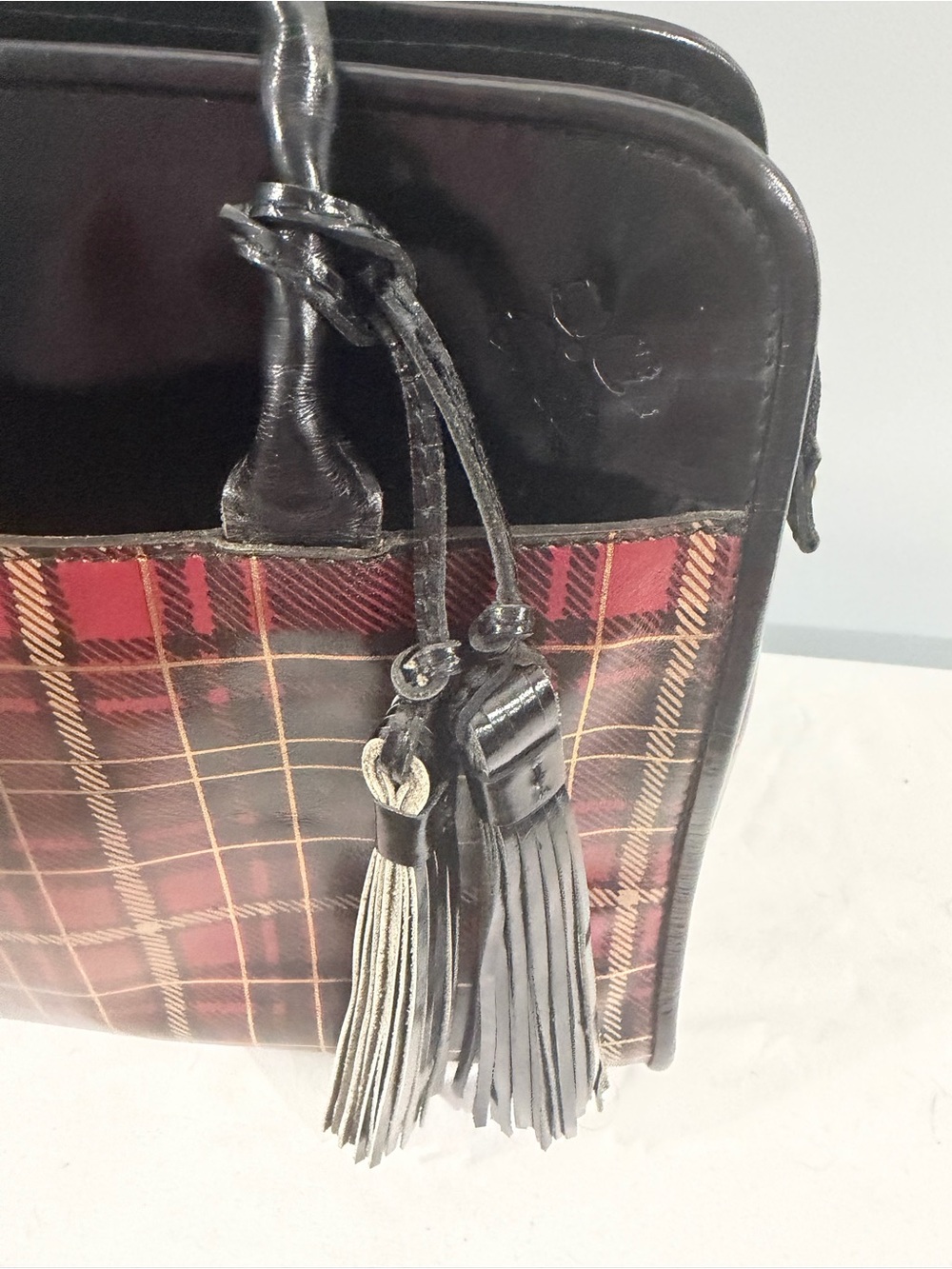 Patricia Nash Black and Red Plaid Shoulder Bag with Tassel - Picture 8 of 12
